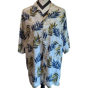 Vintage Towncraft 100% Rayon Hawaiian Shirt Tropical Leaf Men's Medium